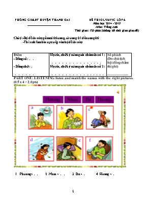 Đề thi olympic môn Tiếng Anh Lớp 6 - Đề 3 - Năm học 2014-2015 - Phòng GD & ĐT Thanh Oai (Có đáp án)